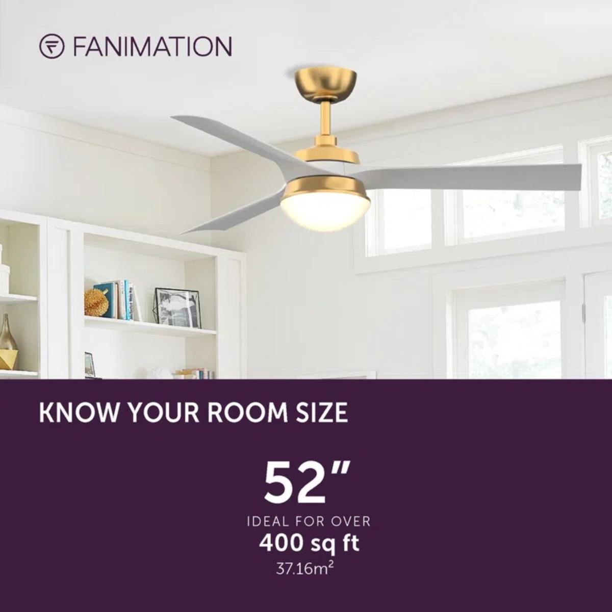 Barlow 52" Brass and White LED Ceiling Fan - Bees Lighting