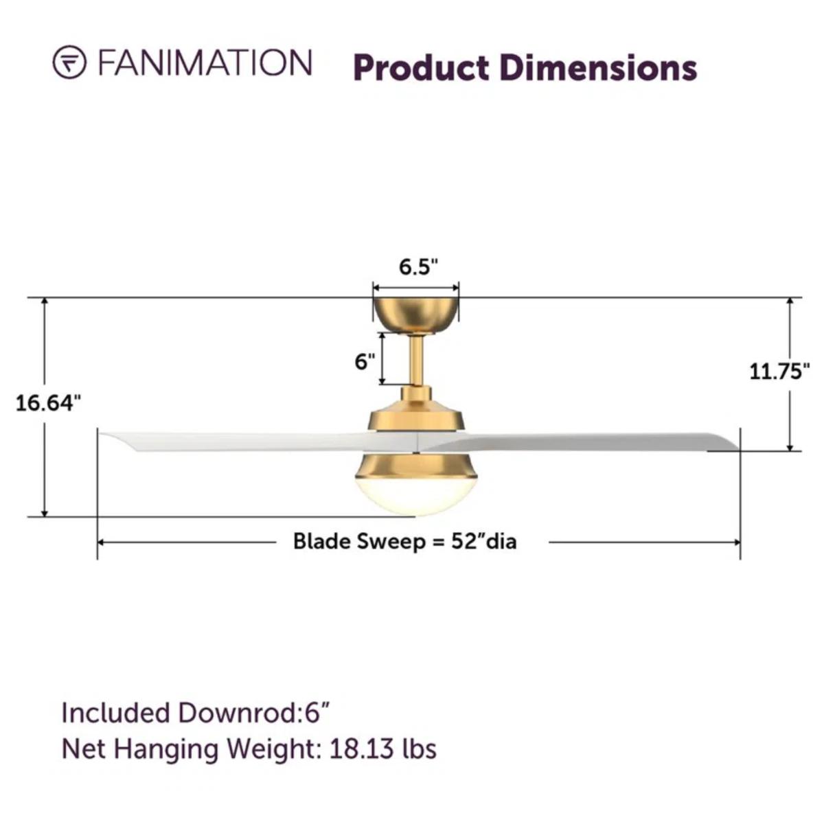 Barlow 52" Brass and White LED Ceiling Fan - Bees Lighting