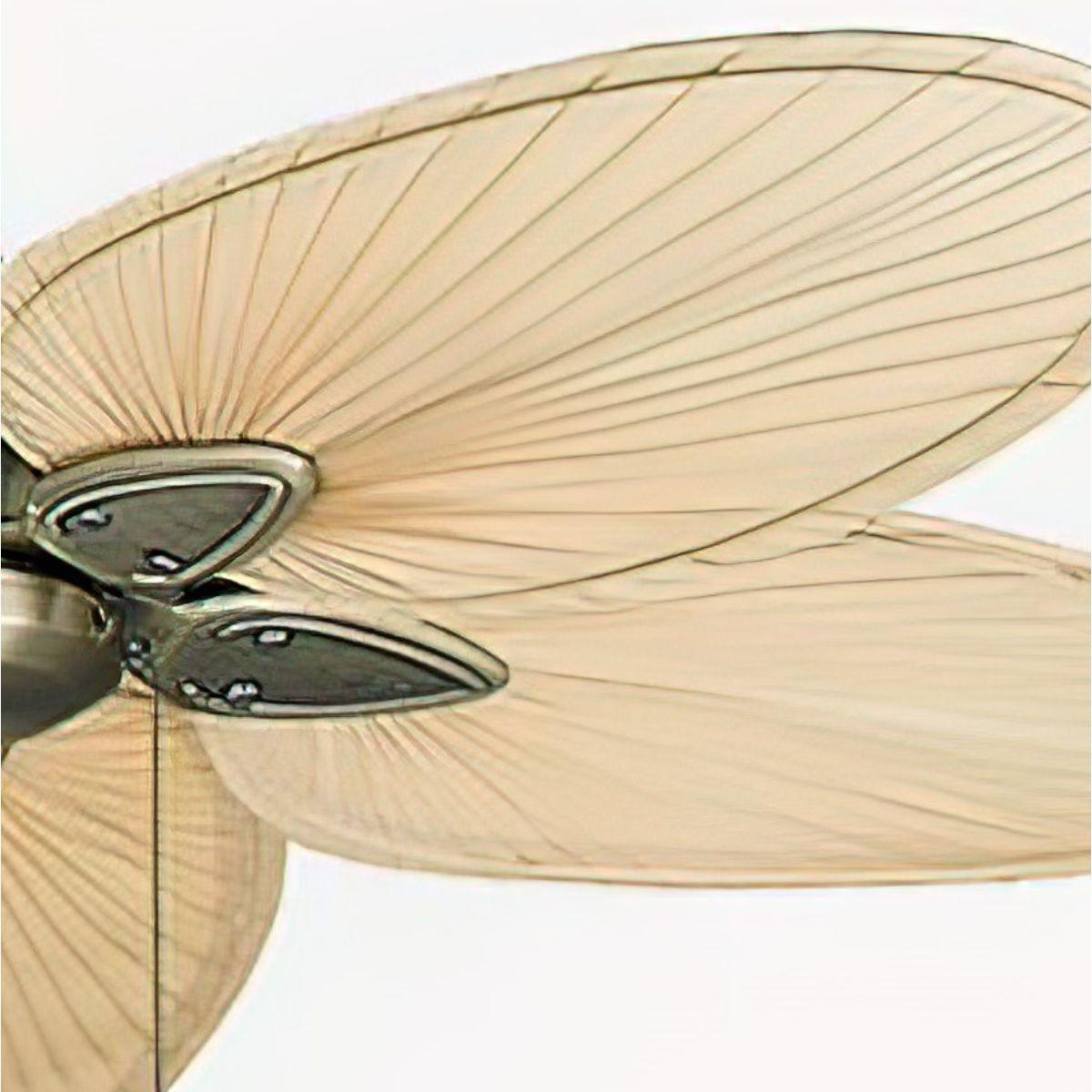 Windpointe 52 Inch Antique Brass and Natural Narrow Oval Blades Ceiling Fan with Pull Chain - Bees Lighting