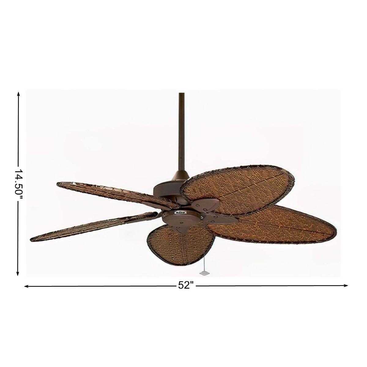 Windpointe 52 Inch Rust and Antique Narrow Oval Blades Ceiling Fan with Pull Chain - Bees Lighting