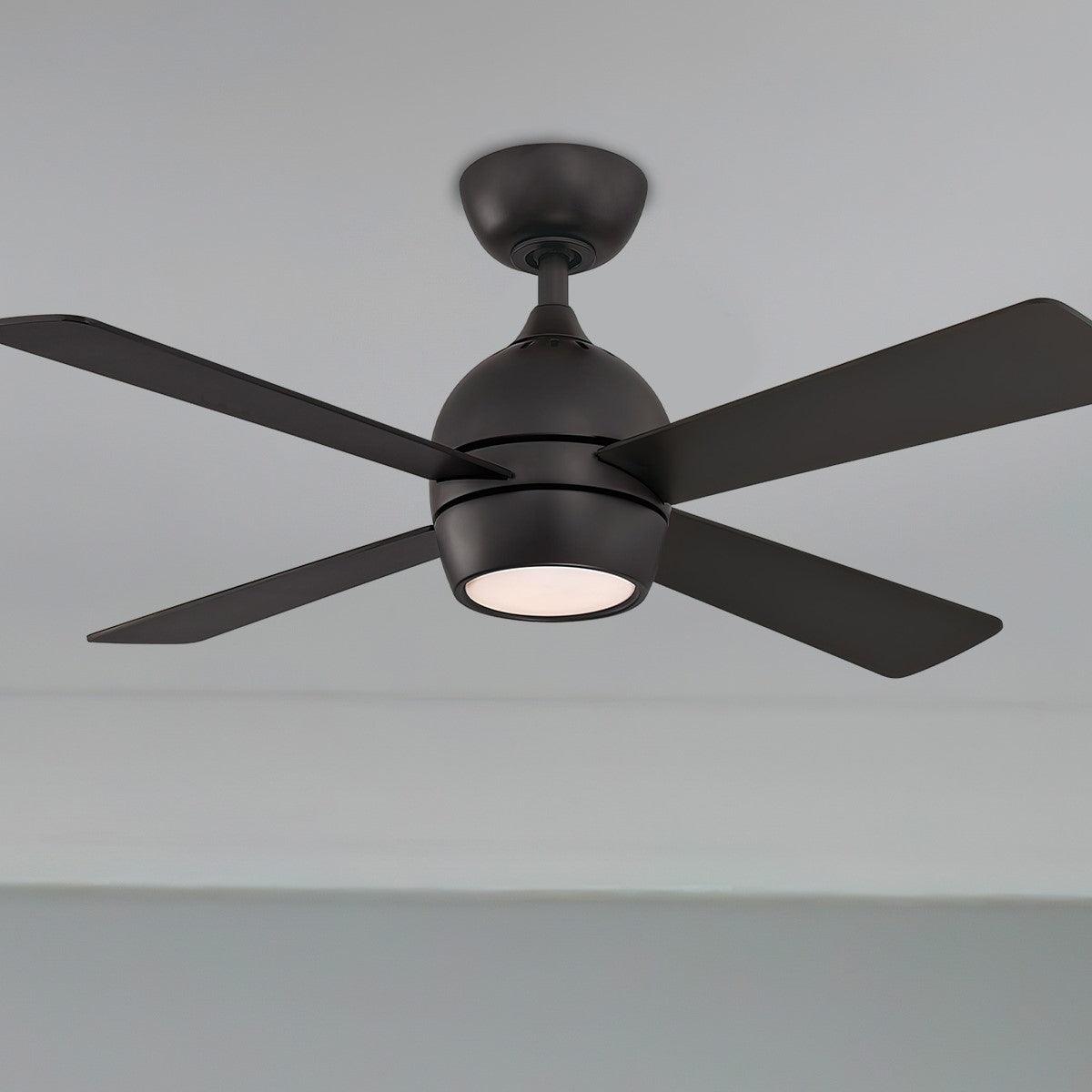 Kwad 44 Inch Modern Ceiling Fan With Light And Remote, Opal Frosted Glass - Bees Lighting