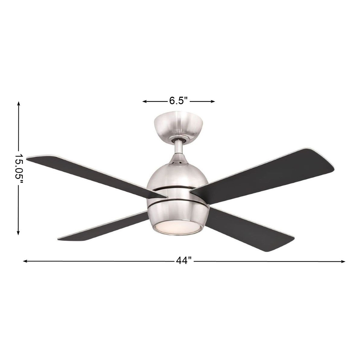 Kwad 44 Inch Brushed Nickel Modern LED Ceiling Fan with Remote - Bees Lighting