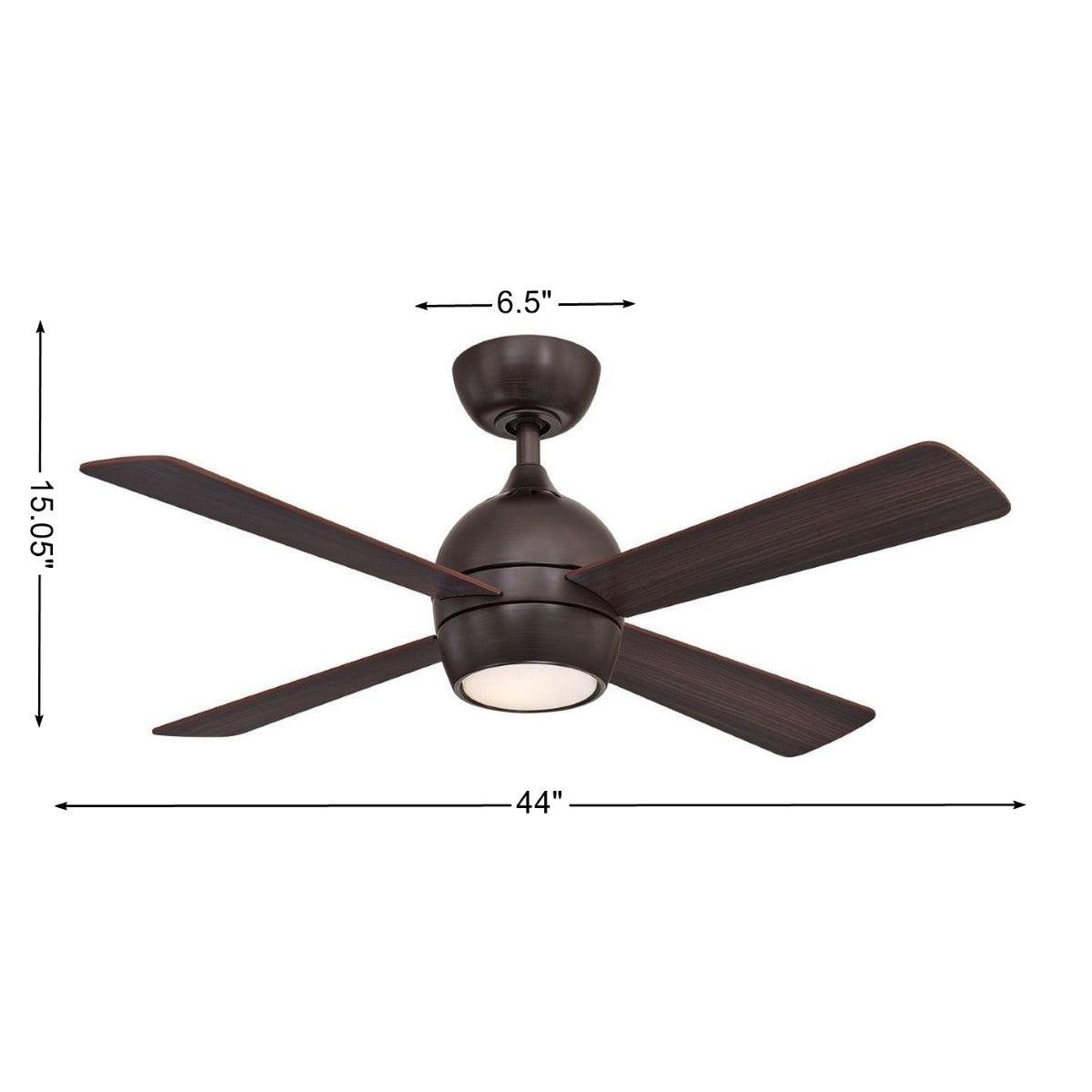 Kwad 44 Inch Dark Bronze Modern LED Ceiling Fan with Remote - Bees Lighting