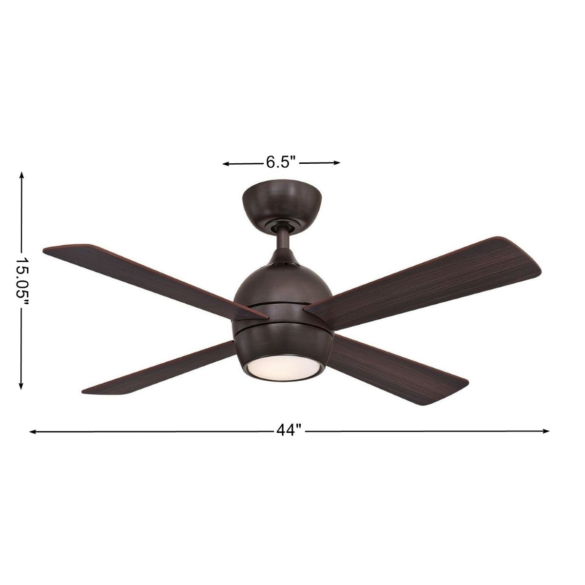 Kwad 44 Inch Dark Bronze Modern LED Ceiling Fan with Remote - Bees Lighting
