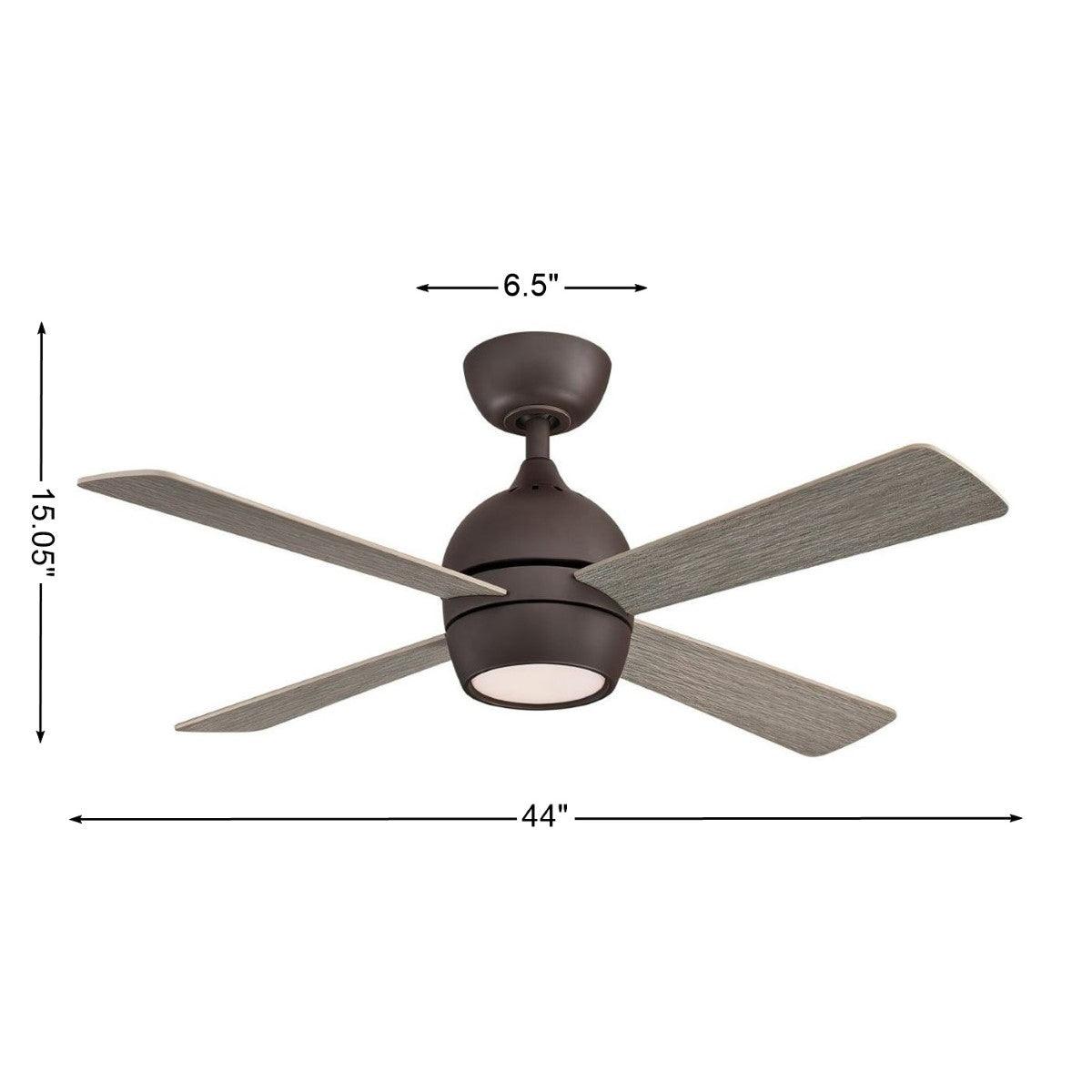 Kwad 44 Inch Matte Greige Modern LED Ceiling Fan with Remote - Bees Lighting