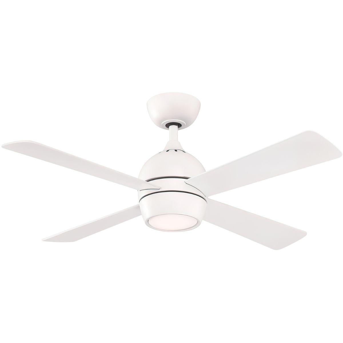 Kwad 44 Inch Matte White Modern LED Ceiling Fan with Remote - Bees Lighting