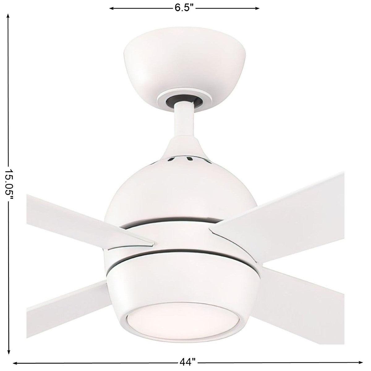Kwad 44 Inch Matte White Modern LED Ceiling Fan with Remote - Bees Lighting