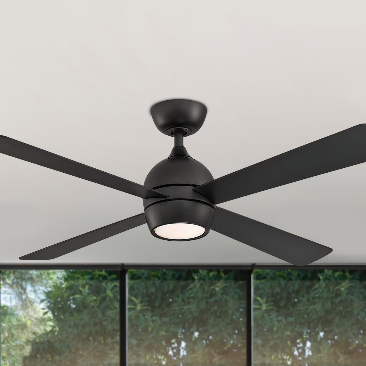 Kwad 52 Inch Modern Ceiling Fan With Light And Remote, Opal Frosted Glass