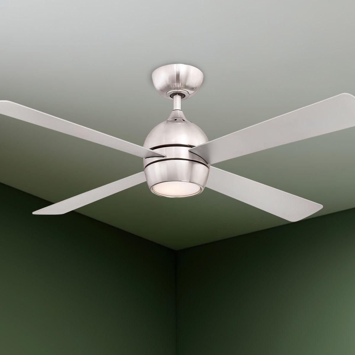 Kwad 52 Inch Modern Ceiling Fan With Light And Remote, Opal Frosted Glass - Bees Lighting