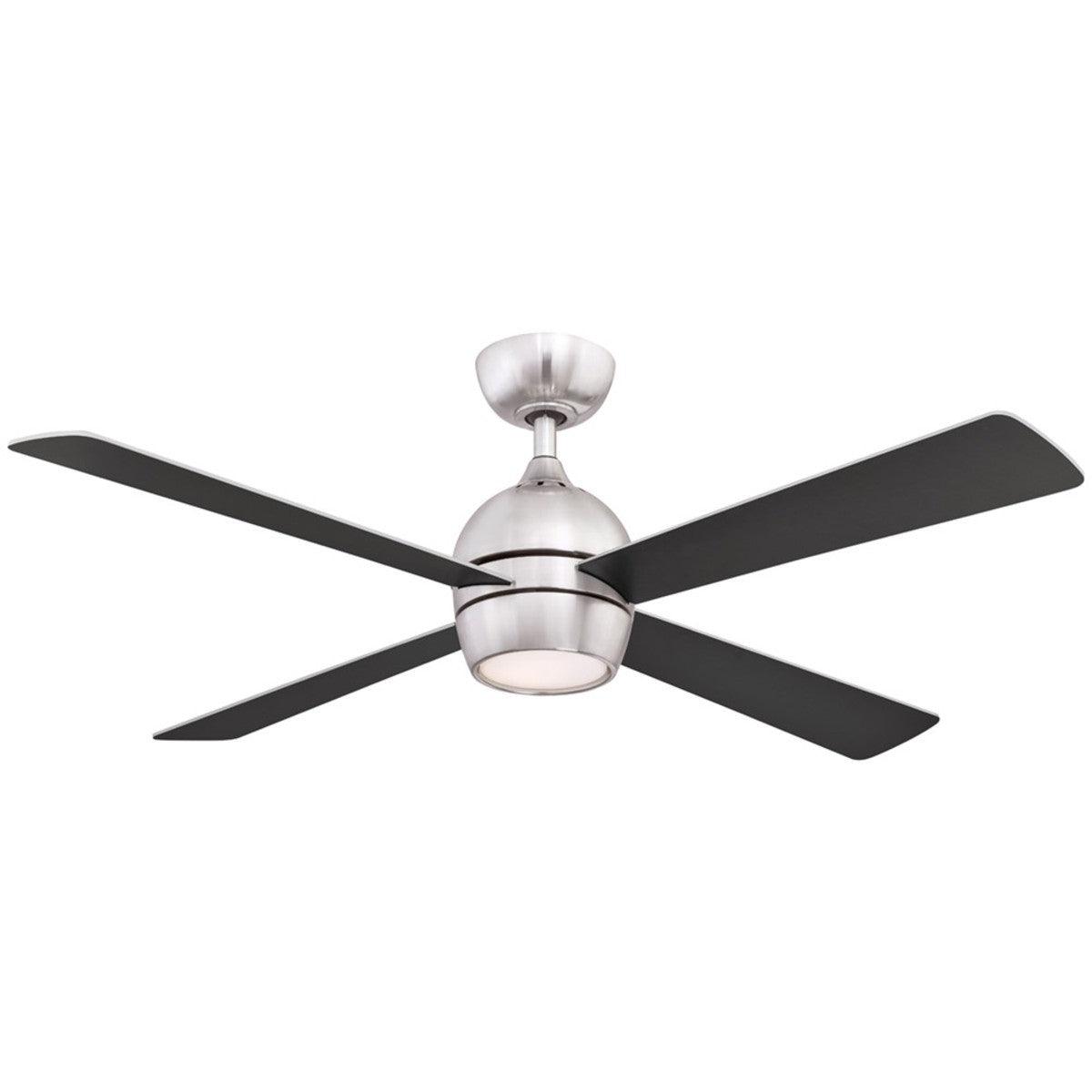 Kwad 52 Inch Brushed Nickel Modern LED Ceiling Fan with Remote - Bees Lighting