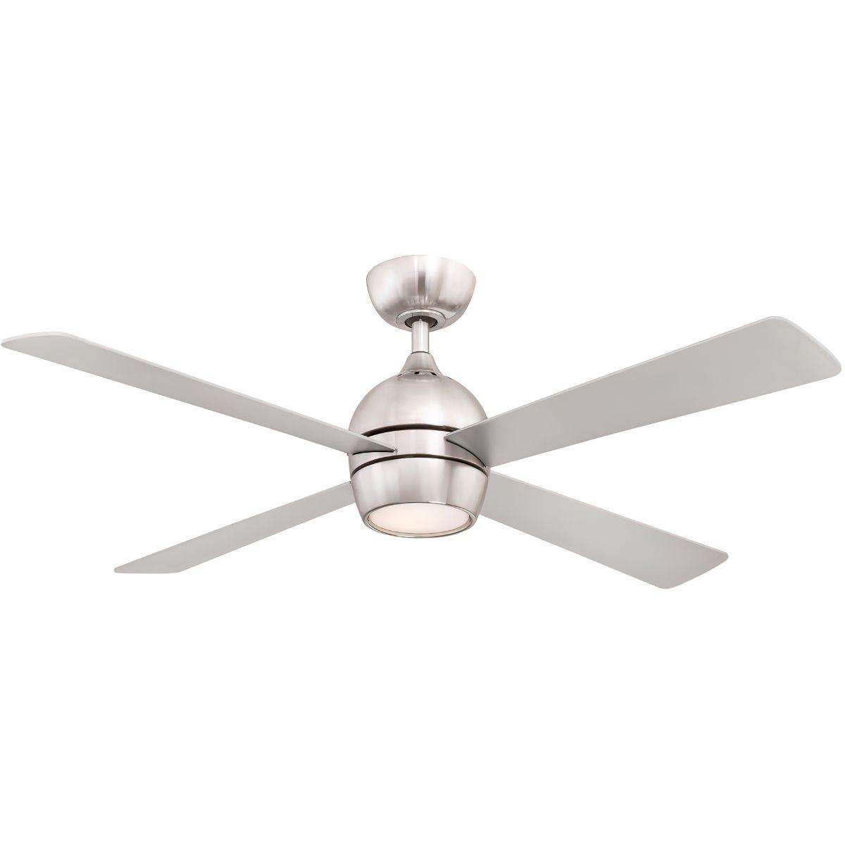 Kwad 52 Inch Brushed Nickel Modern LED Ceiling Fan with Remote - Bees Lighting