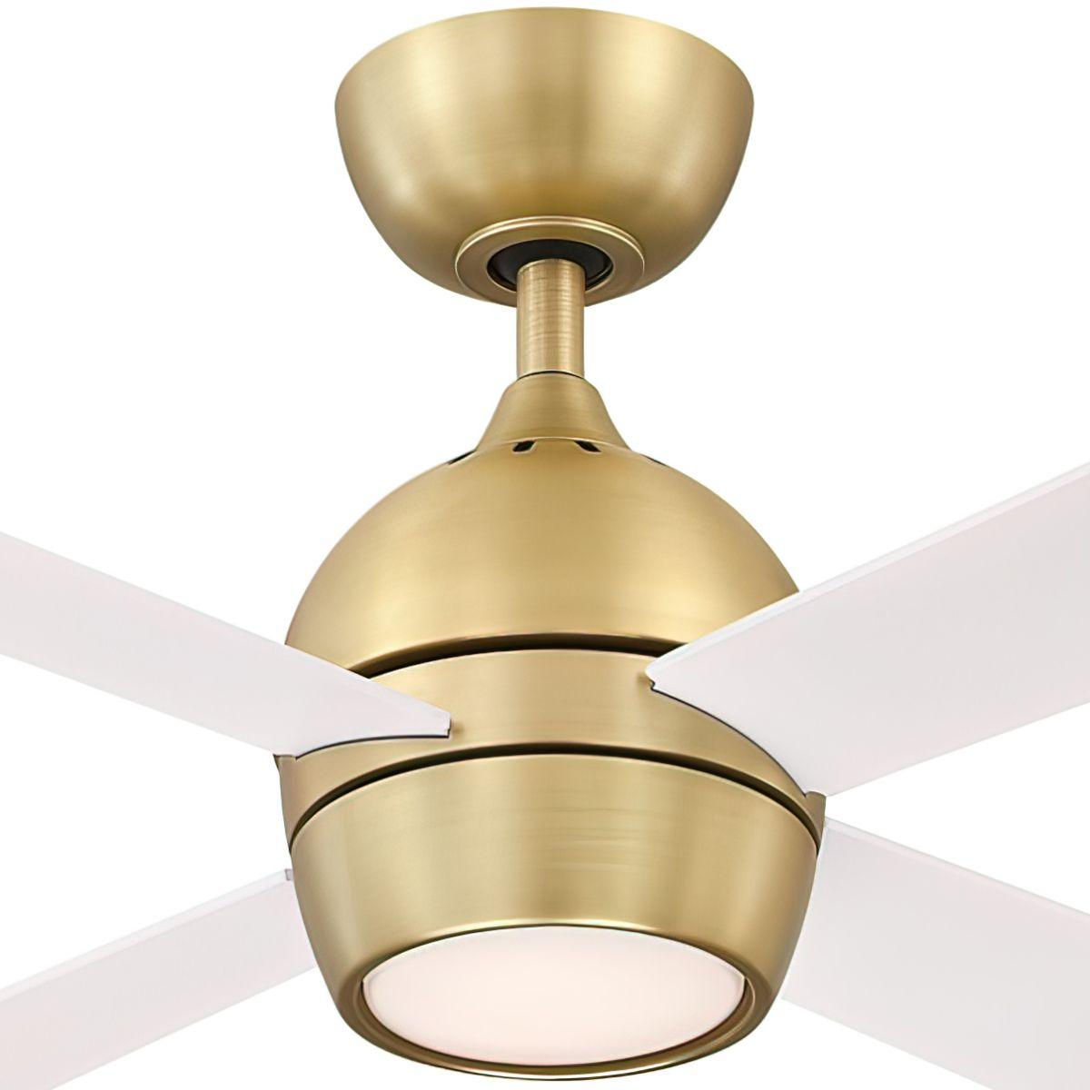 Kwad 52 Inch Brushed Satin Brass Modern LED Ceiling Fan with Remote - Bees Lighting