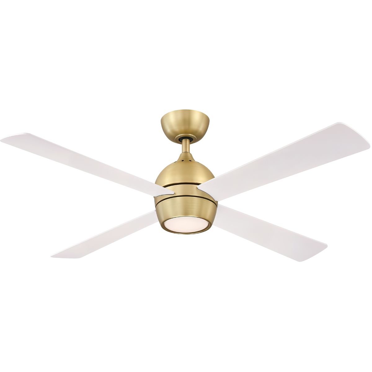Kwad 52 Inch Brushed Satin Brass Modern LED Ceiling Fan with Remote - Bees Lighting