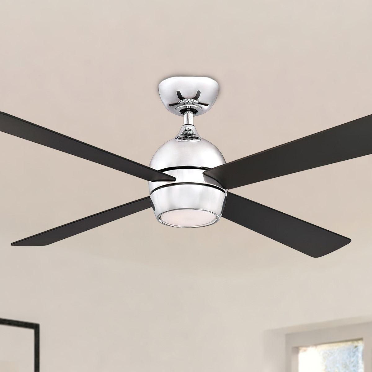 Kwad 52 Inch Modern Ceiling Fan With Light And Remote, Opal Frosted Glass - Bees Lighting