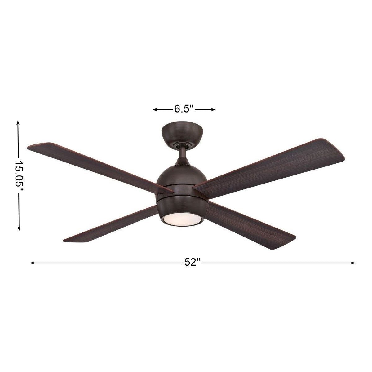 Kwad 52 Inch Dark Bronze Modern LED Ceiling Fan with Remote - Bees Lighting