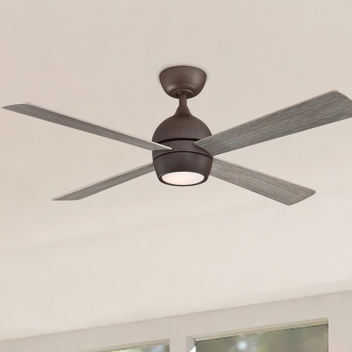 Kwad 52 Inch Modern Ceiling Fan With Light And Remote, Opal Frosted Glass - Bees Lighting