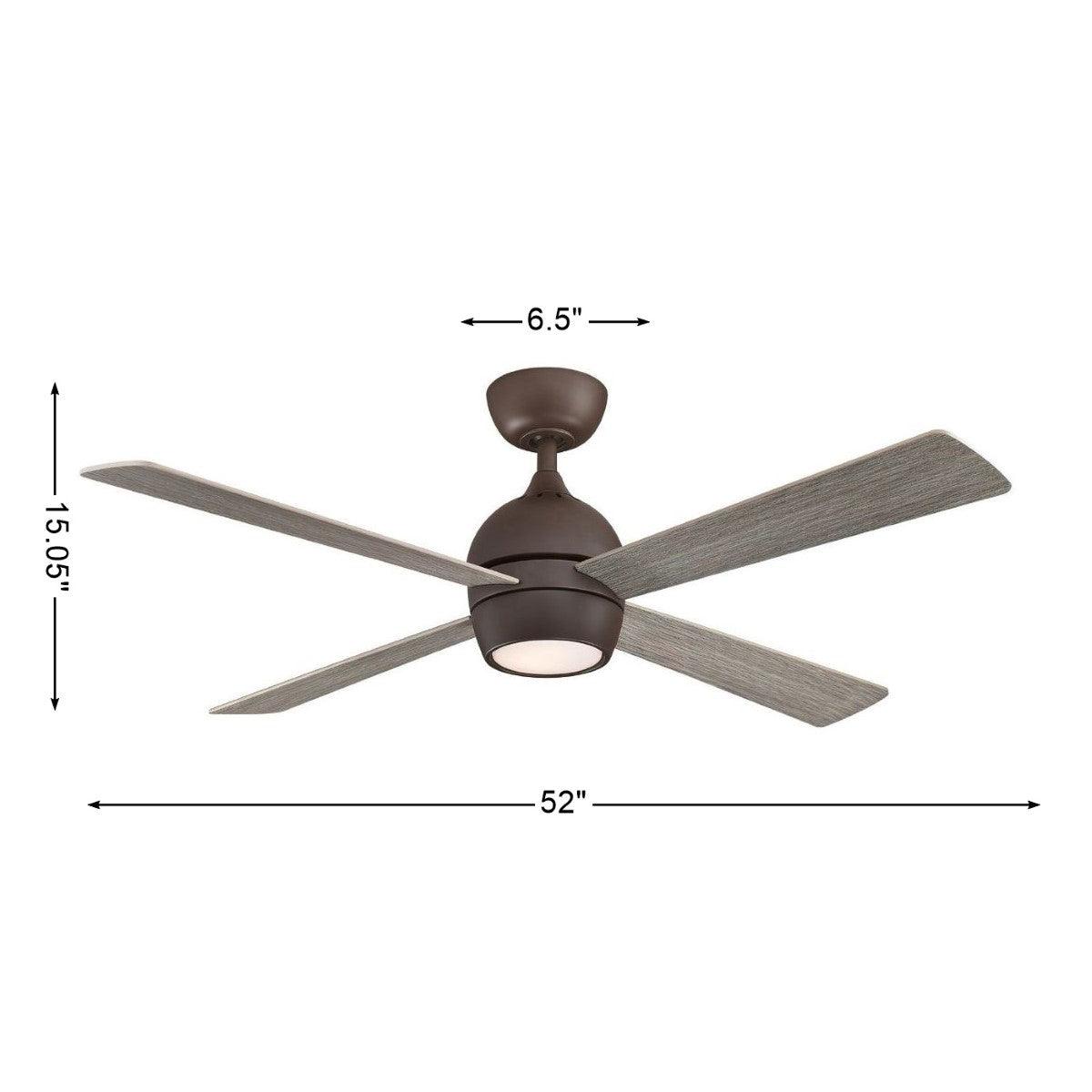 Kwad 52 Inch Matte Greige Modern LED Ceiling Fan with Remote - Bees Lighting