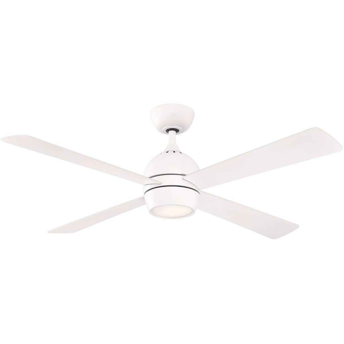 Kwad 52 Inch Modern Ceiling Fan With Light And Remote, Opal Frosted Glass - Bees Lighting