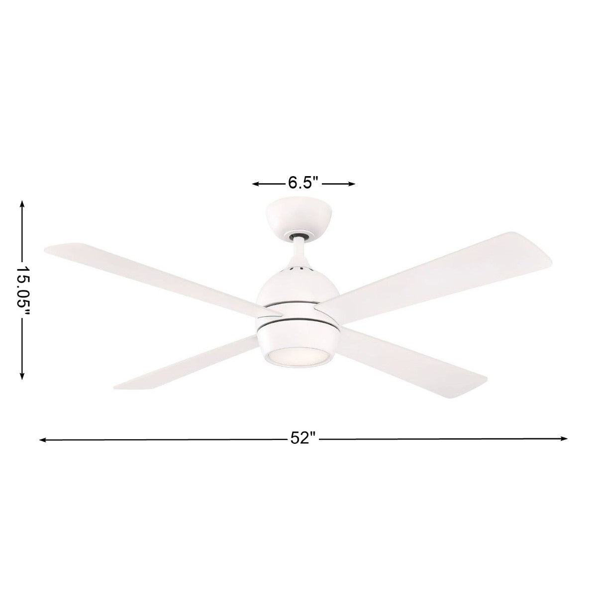 Kwad 52 Inch Matte White Modern LED Ceiling Fan with Remote - Bees Lighting