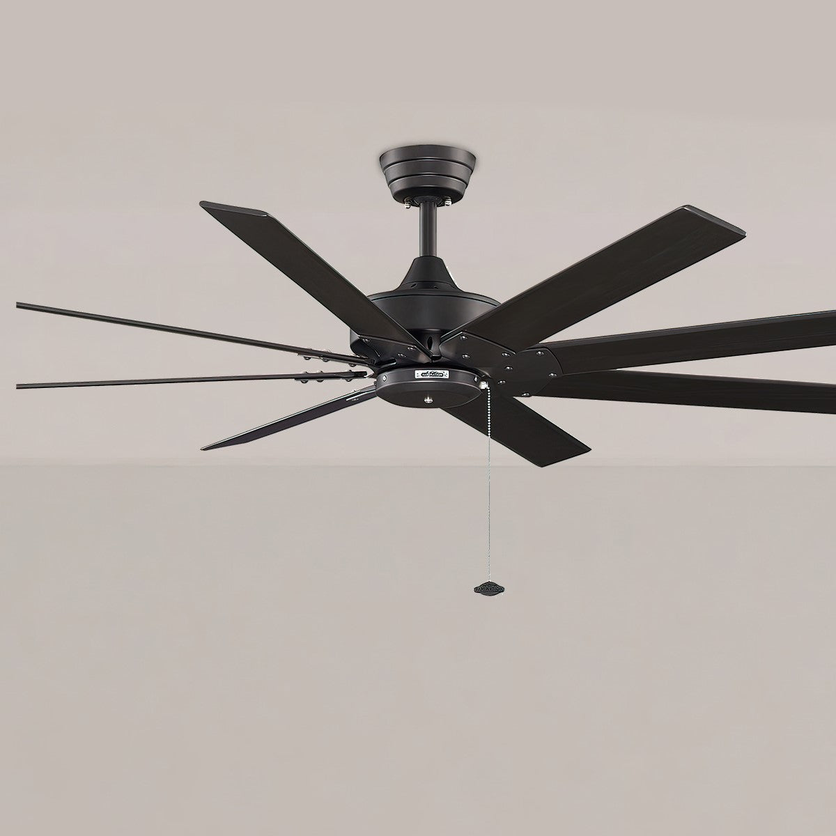 Levon AC 63 Inch Black Windmill Ceiling Fan with Pull Chain - Bees Lighting