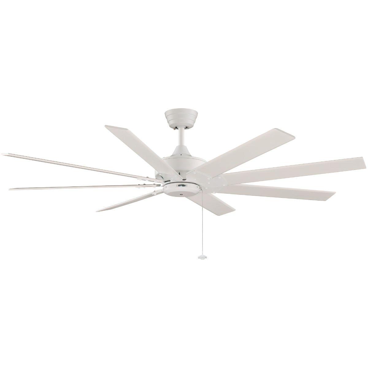 Levon AC 63 Inch Matte White Windmill Ceiling Fan with Pull Chain - Bees Lighting
