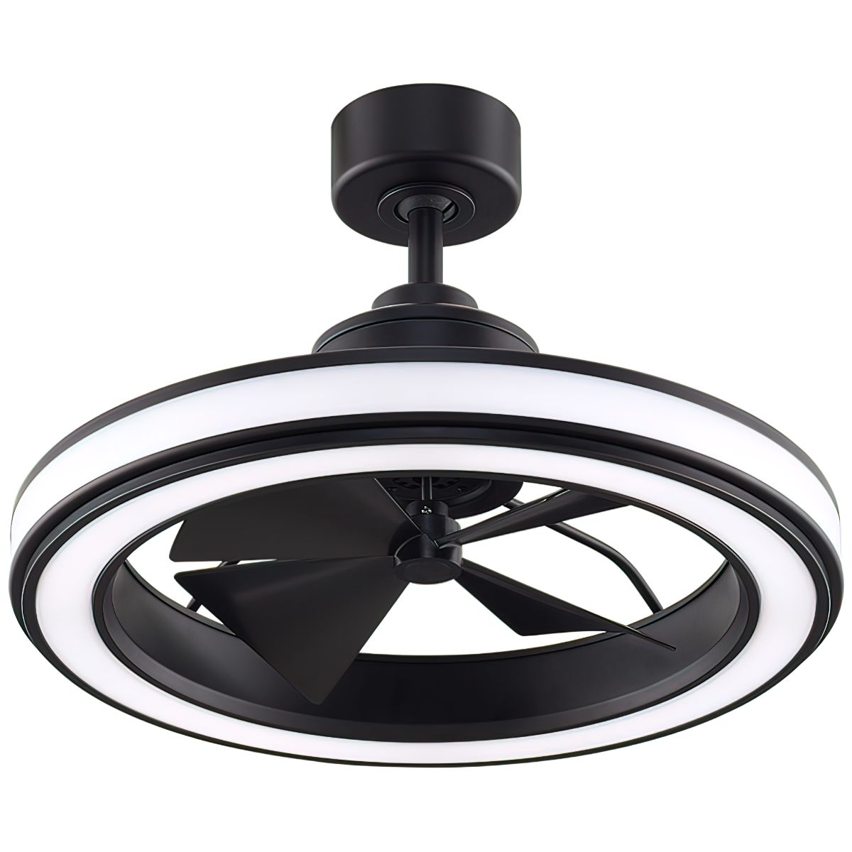 Gleam 24" Black Damp Rated Modern Chandelier Ceiling Fan with Light and Remote - Bees Lighting