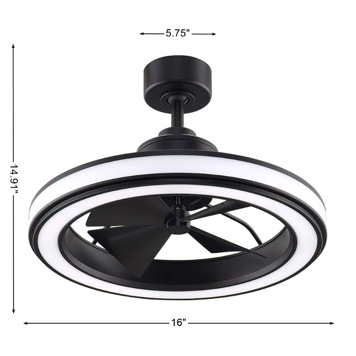 Gleam 24" Black Damp Rated Modern Chandelier Ceiling Fan with Light and Remote - Bees Lighting