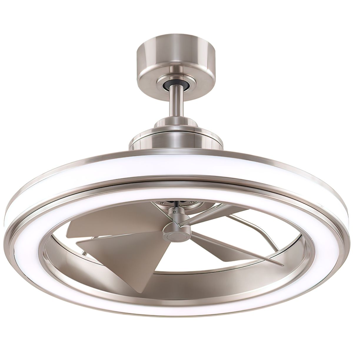 Gleam 24" Brushed Nickel Damp Rated Modern Chandelier Ceiling Fan with Light and Remote - Bees Lighting