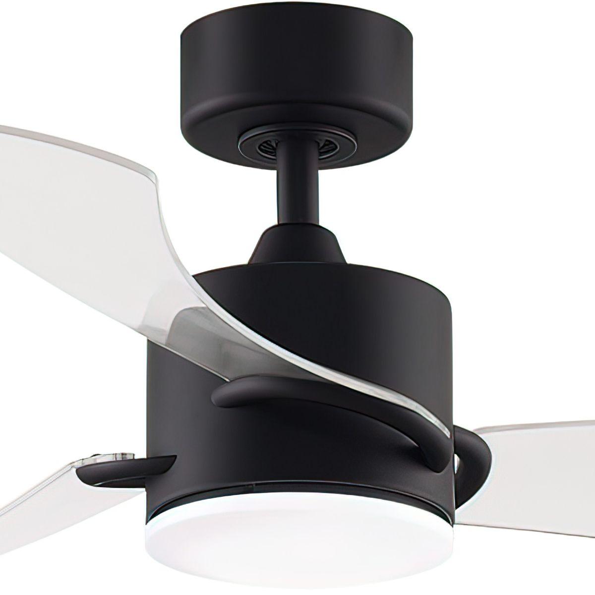 SculptAire 52 Inch Black Modern LED Ceiling Fan with Remote, Clear Blades - Bees Lighting