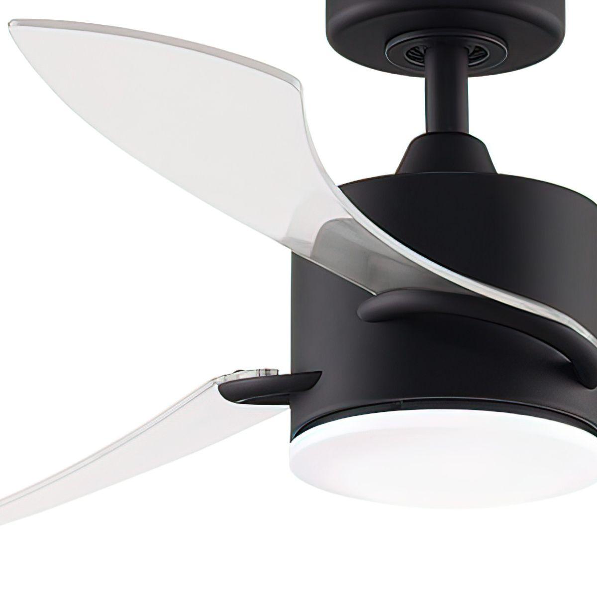 SculptAire 52 Inch Black Modern LED Ceiling Fan with Remote, Clear Blades - Bees Lighting