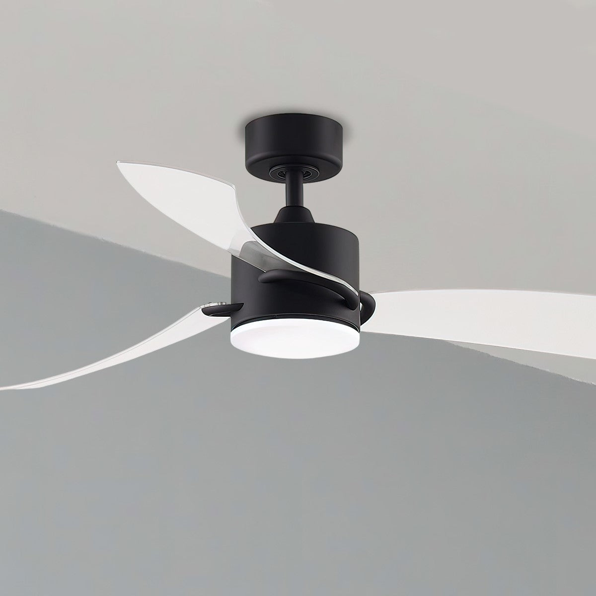 SculptAire 52 Inch Black Modern LED Ceiling Fan with Remote, Clear Blades - Bees Lighting