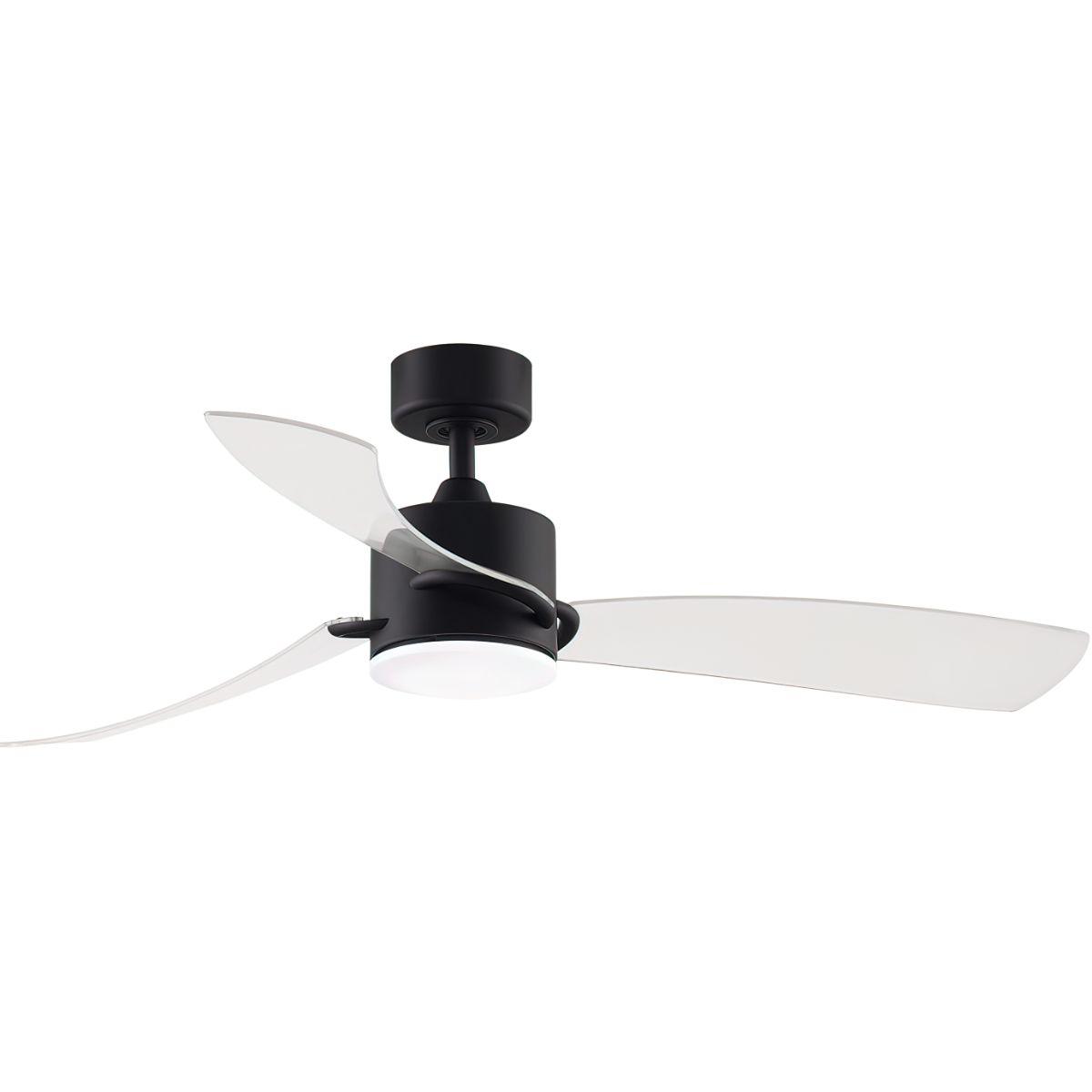SculptAire 52 Inch Black Modern LED Ceiling Fan with Remote, Clear Blades - Bees Lighting