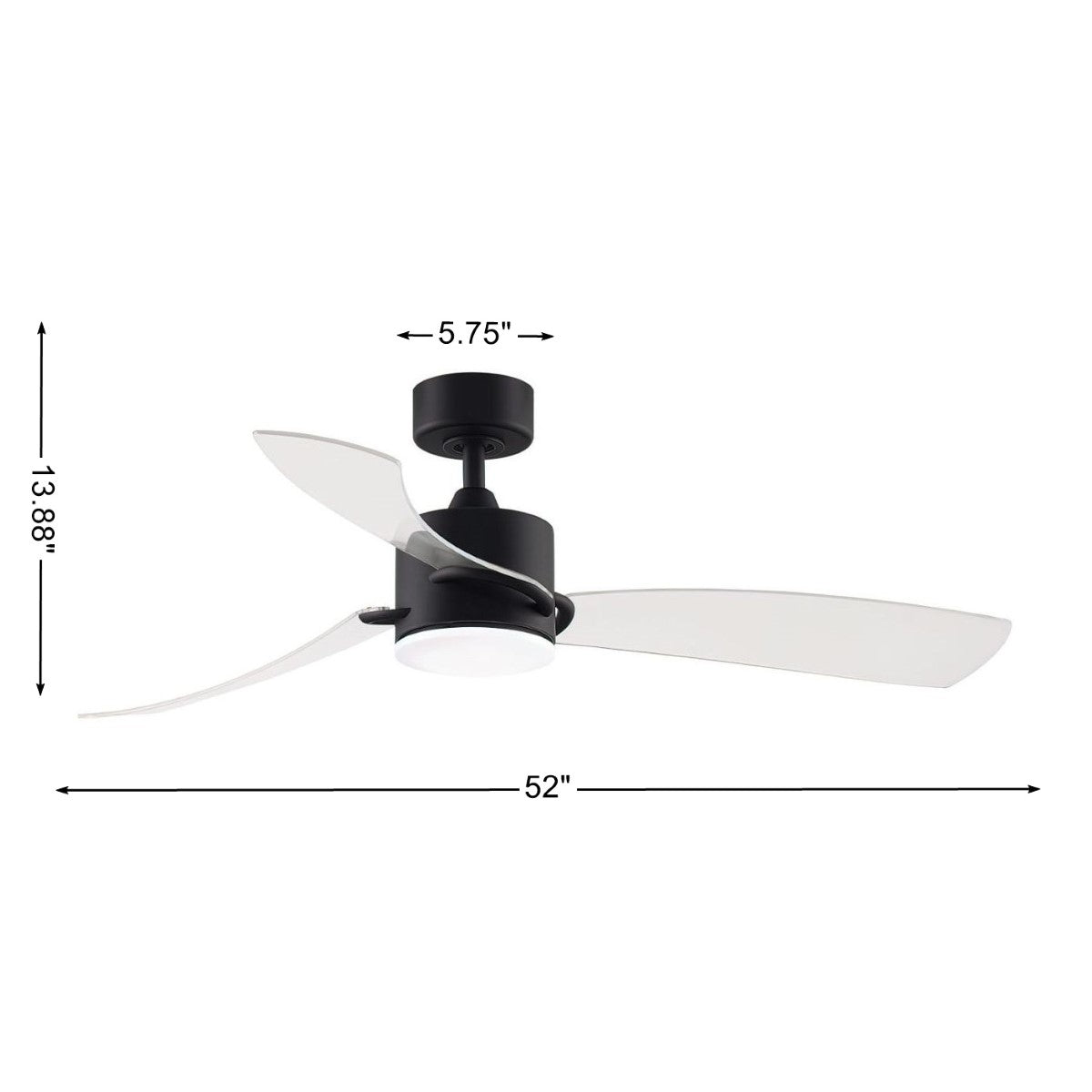 SculptAire 52 Inch Black Modern LED Ceiling Fan with Remote, Clear Blades - Bees Lighting