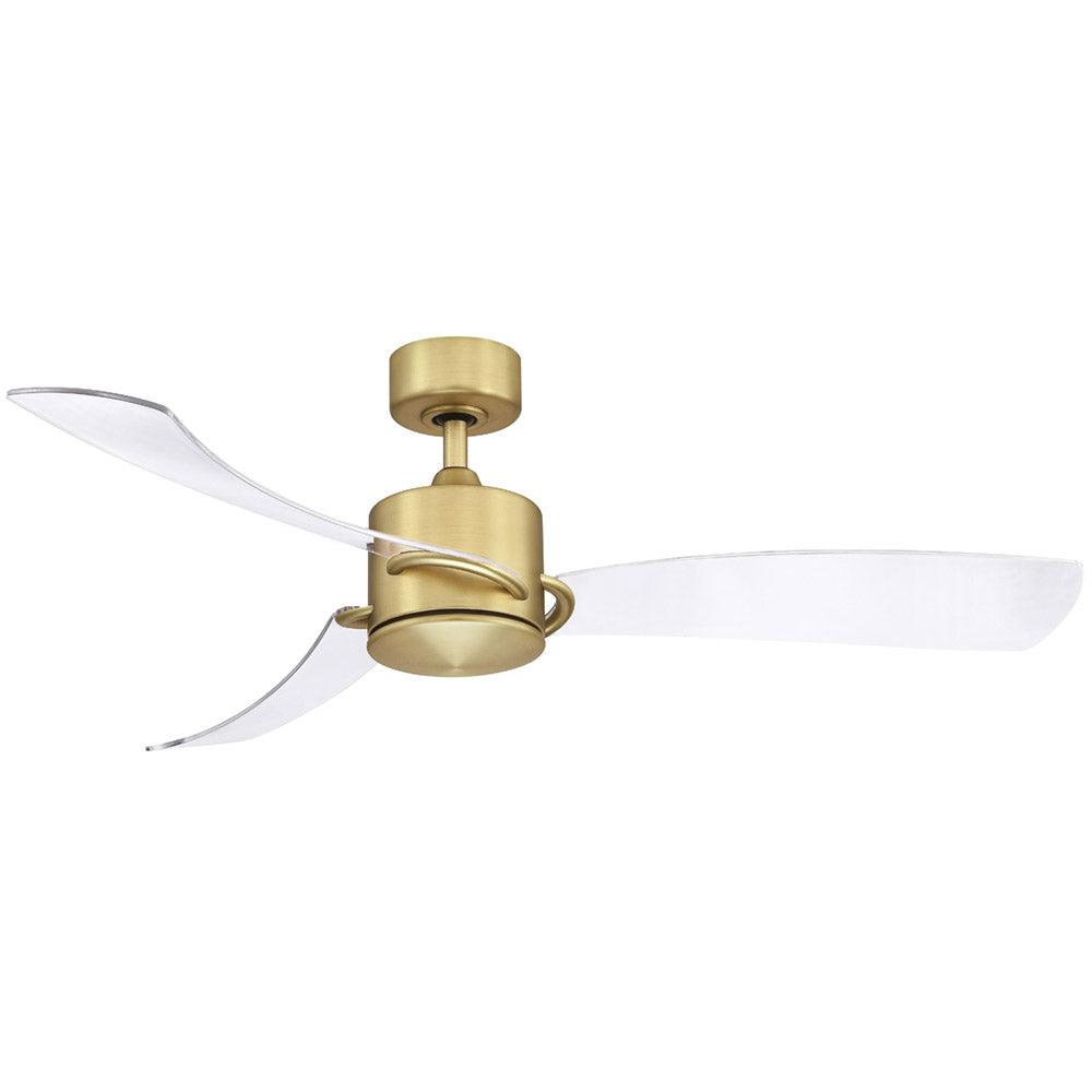 SculptAire 52 Inch Brushed Brass Modern LED Ceiling Fan with Remote, Clear Blades - Bees Lighting
