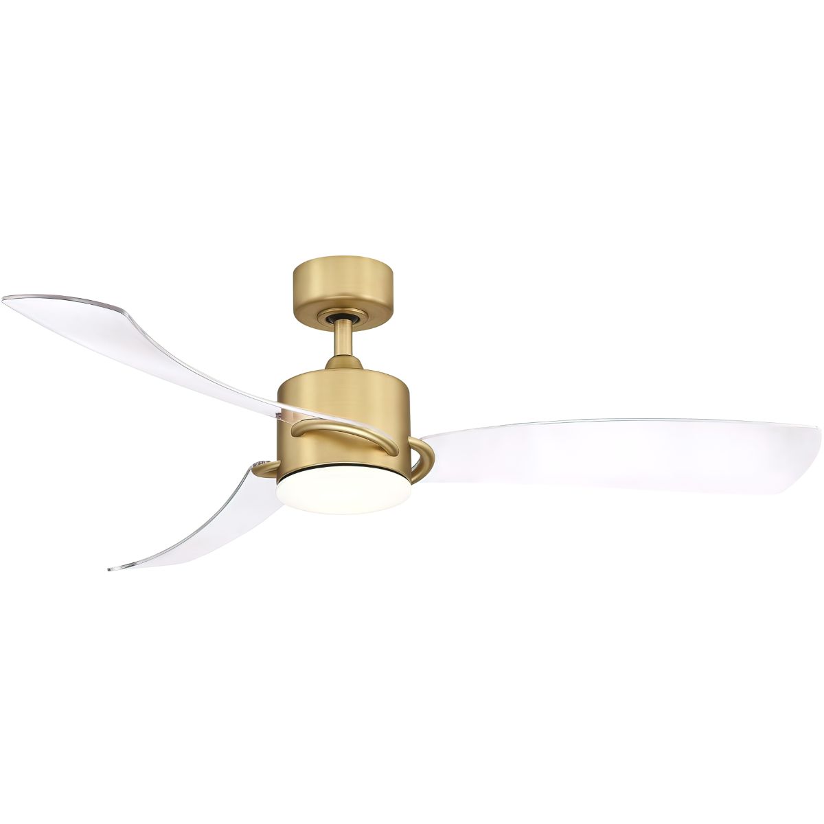 SculptAire 52 Inch Brushed Brass Modern LED Ceiling Fan with Remote, Clear Blades - Bees Lighting