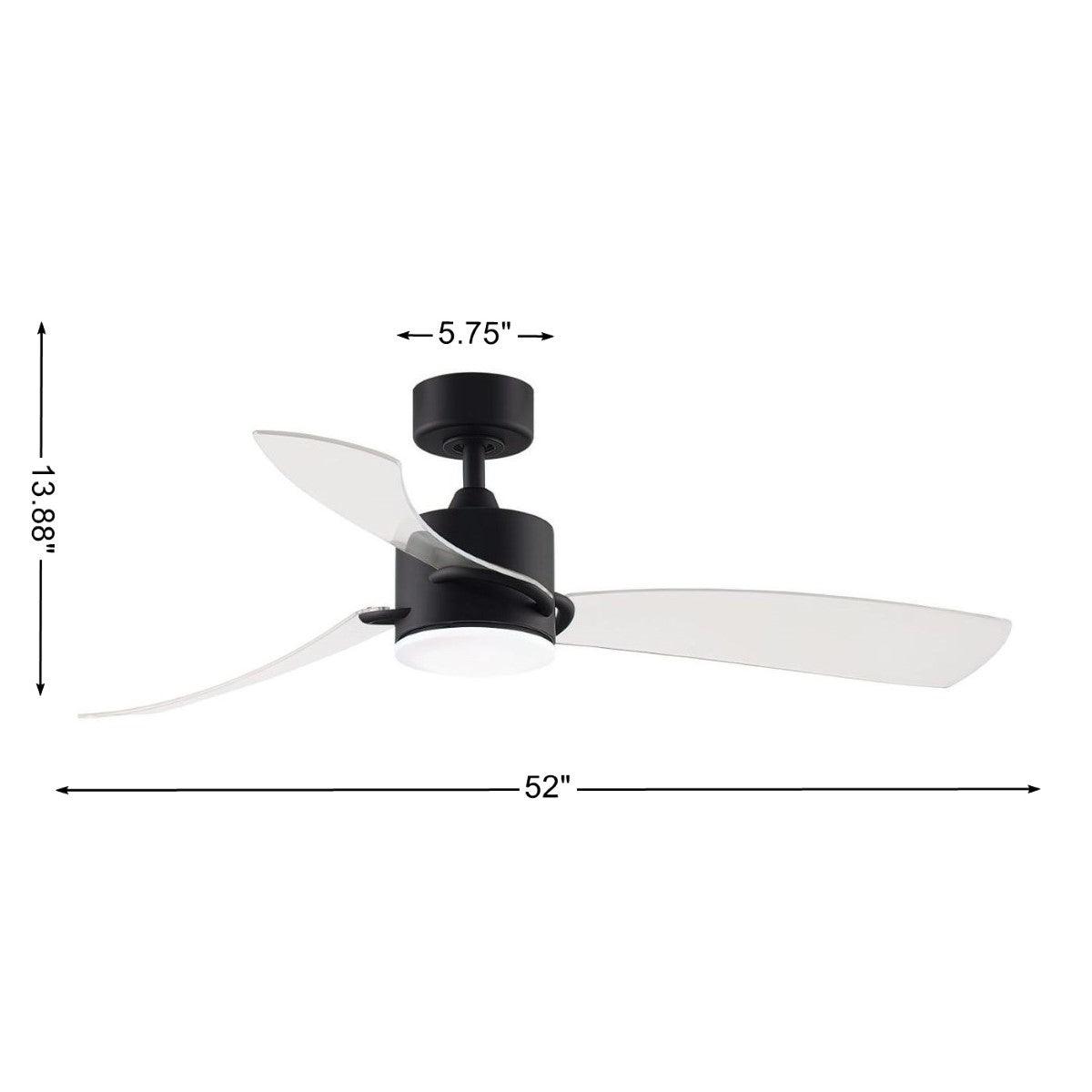 SculptAire 52 Inch Brushed Brass Modern LED Ceiling Fan with Remote, Clear Blades - Bees Lighting