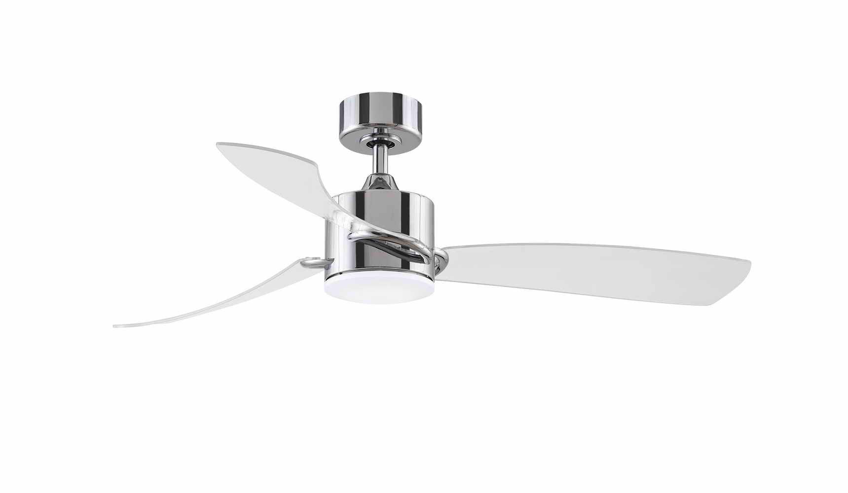 SculptAire 52 Inch Chrome Modern LED Ceiling Fan with Remote, Clear Blades - Bees Lighting
