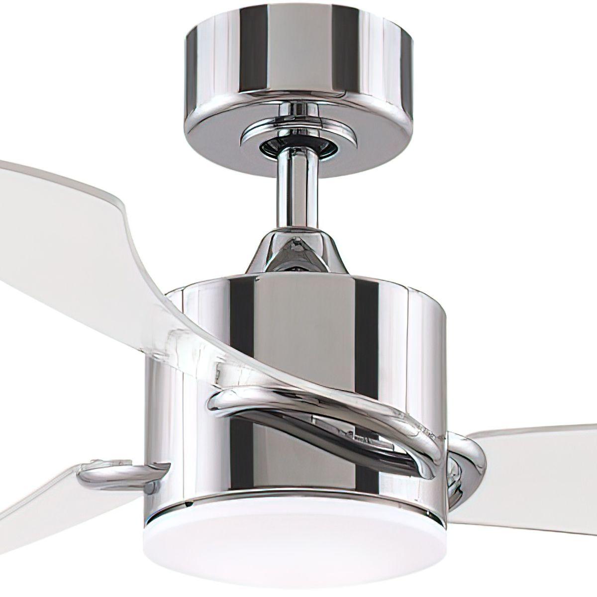 SculptAire 52 Inch Chrome Modern LED Ceiling Fan with Remote, Clear Blades - Bees Lighting