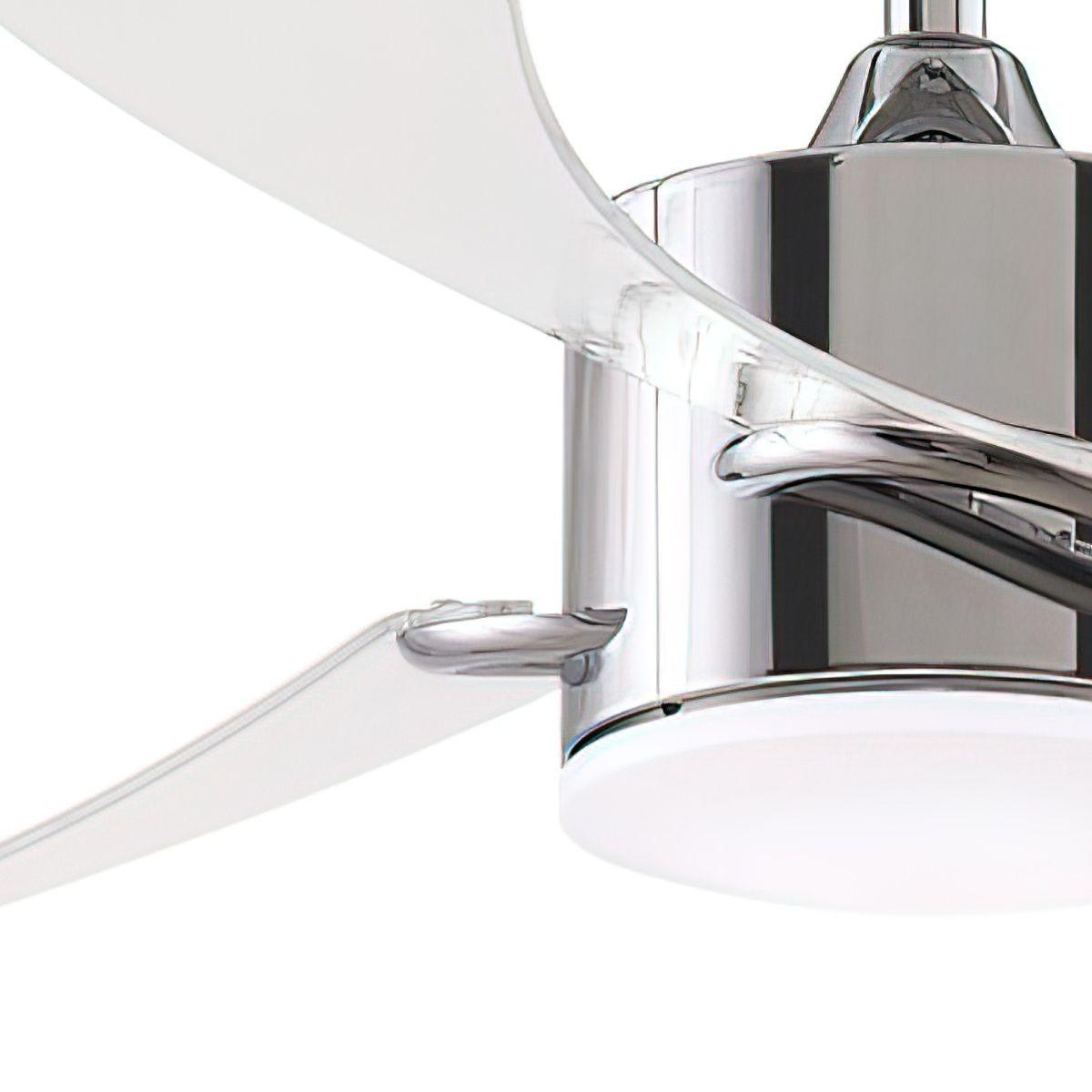 SculptAire 52 Inch Chrome Modern LED Ceiling Fan with Remote, Clear Blades - Bees Lighting