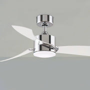 SculptAire 52 Inch Chrome Modern LED Ceiling Fan with Remote, Clear Blades - Bees Lighting