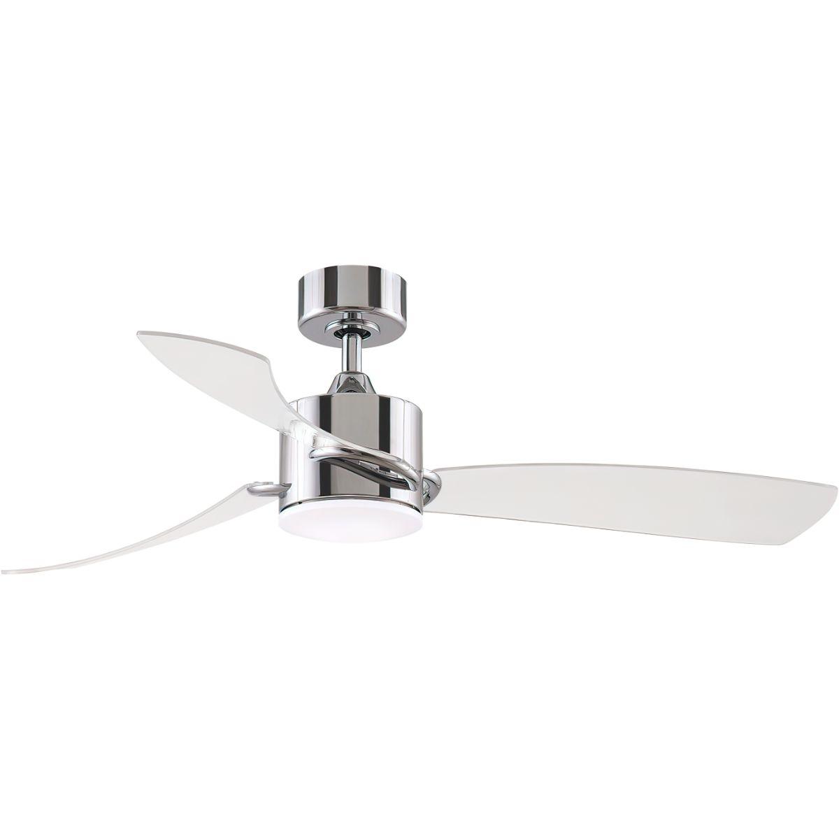 SculptAire 52 Inch Chrome Modern LED Ceiling Fan with Remote, Clear Blades - Bees Lighting