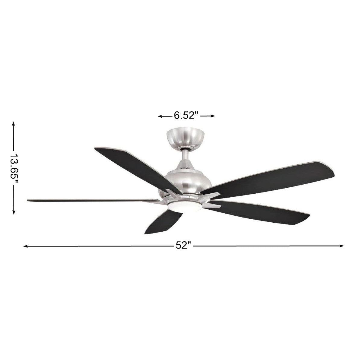 Doren 52 Inch Brushed Nickel LED Ceiling Fan with Remote - Bees Lighting