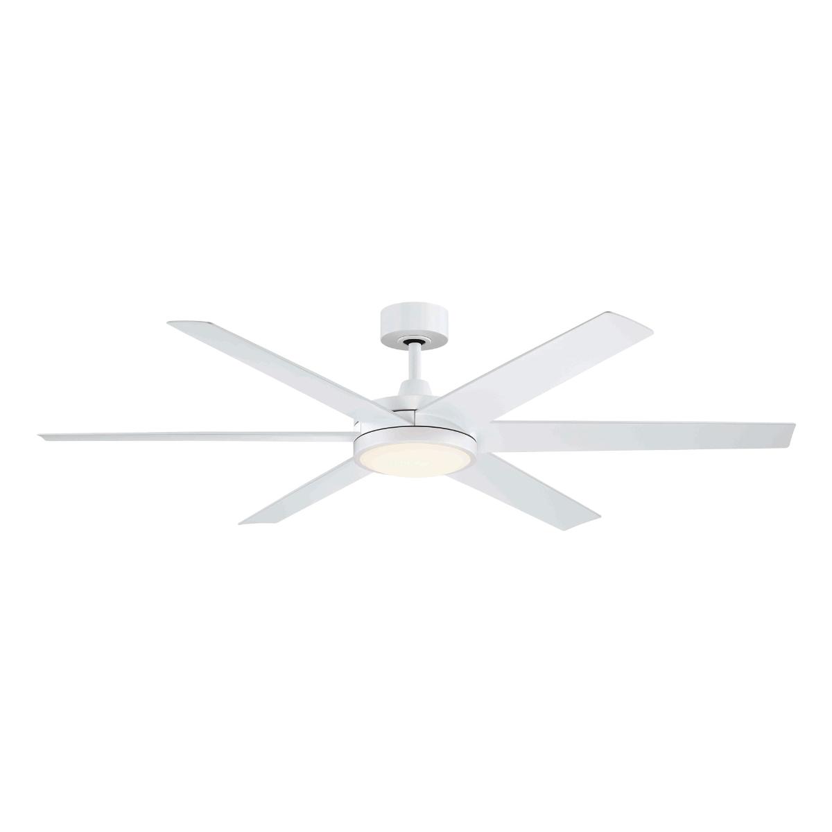 Brawn 64 Inch Matte White Outdoor Smart Ceiling Fan with LED CCT Select Light Kit and Remote - Bees Lighting