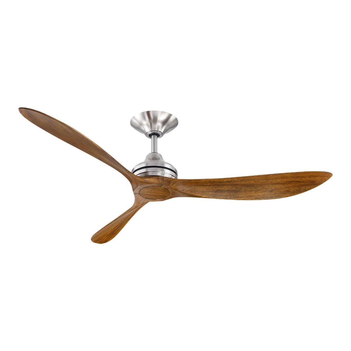 Aviara 60" Nickel and Koa Ceiling Fan with LED CCT Select Light Kit - Bees Lighting