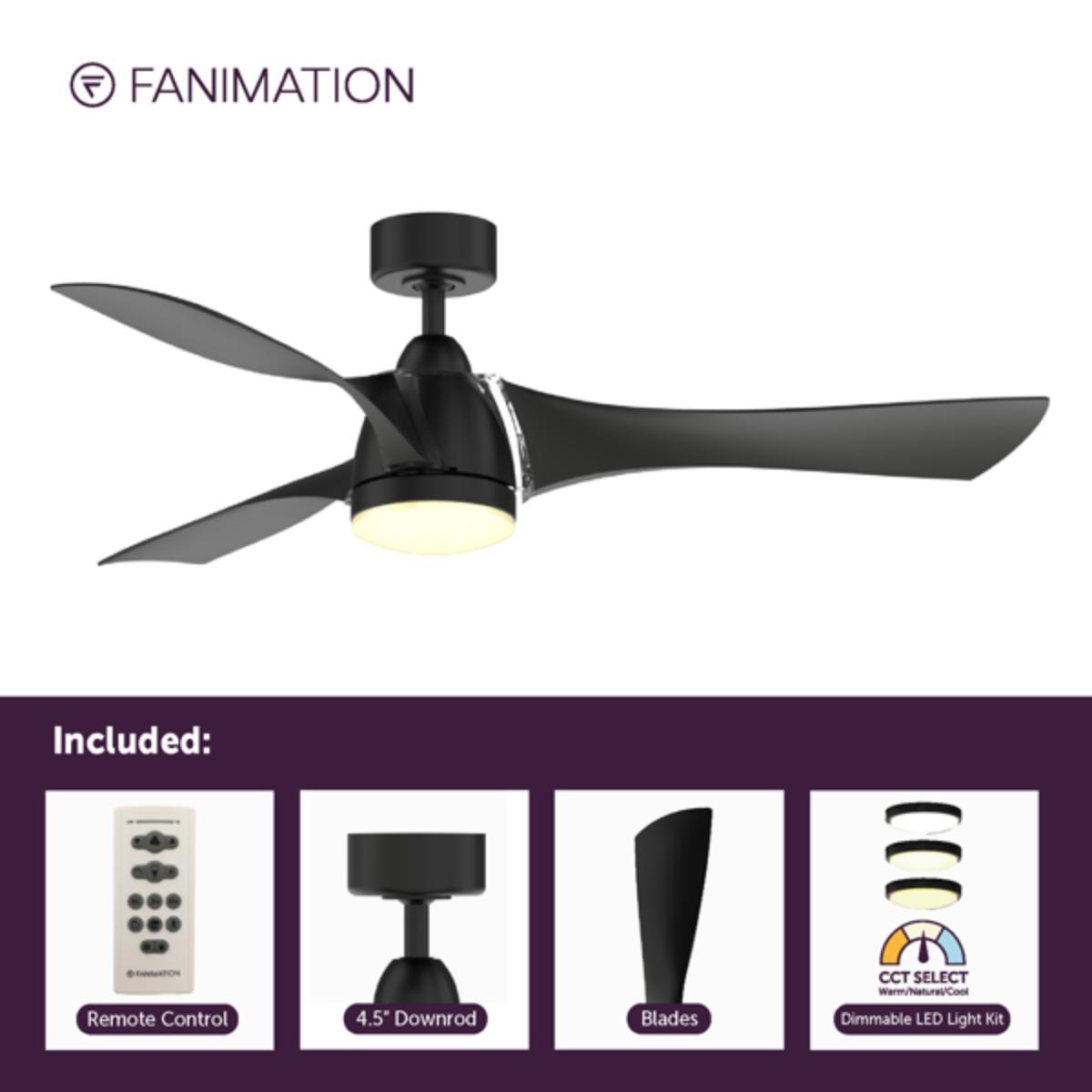 Klear 56 inch Black Outdoor CCT LED Smart Ceiling Fan with Remote - Bees Lighting