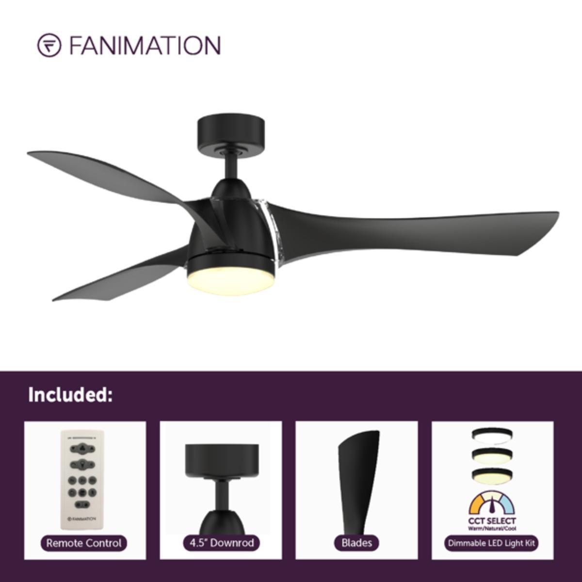 Klear 56 inch Black Outdoor CCT LED Smart Ceiling Fan with Remote - Bees Lighting