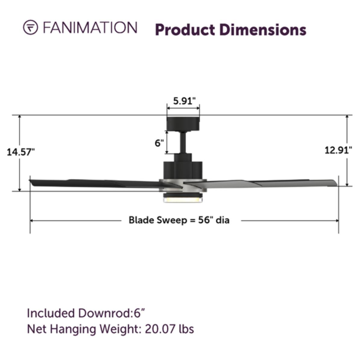 Pendry 56 inch Black and Brushed Nickel Damp Rated Ceiling Fan with Remote - Bees Lighting