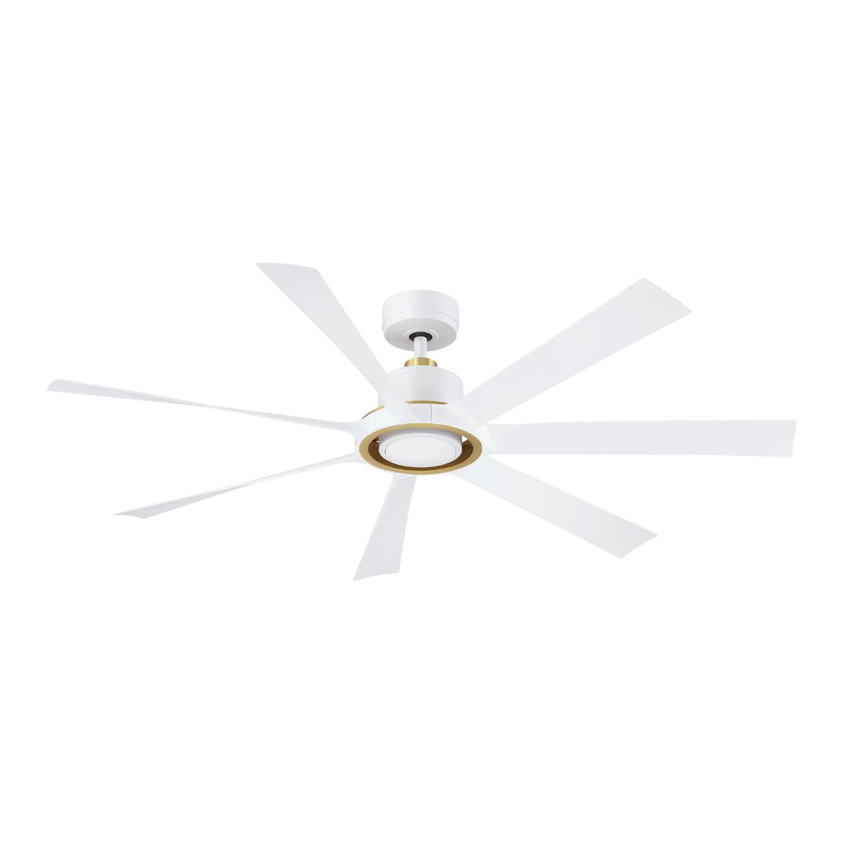 Lenzi 60" White and Brass LED Windmill Ceiling Fan - Bees Lighting