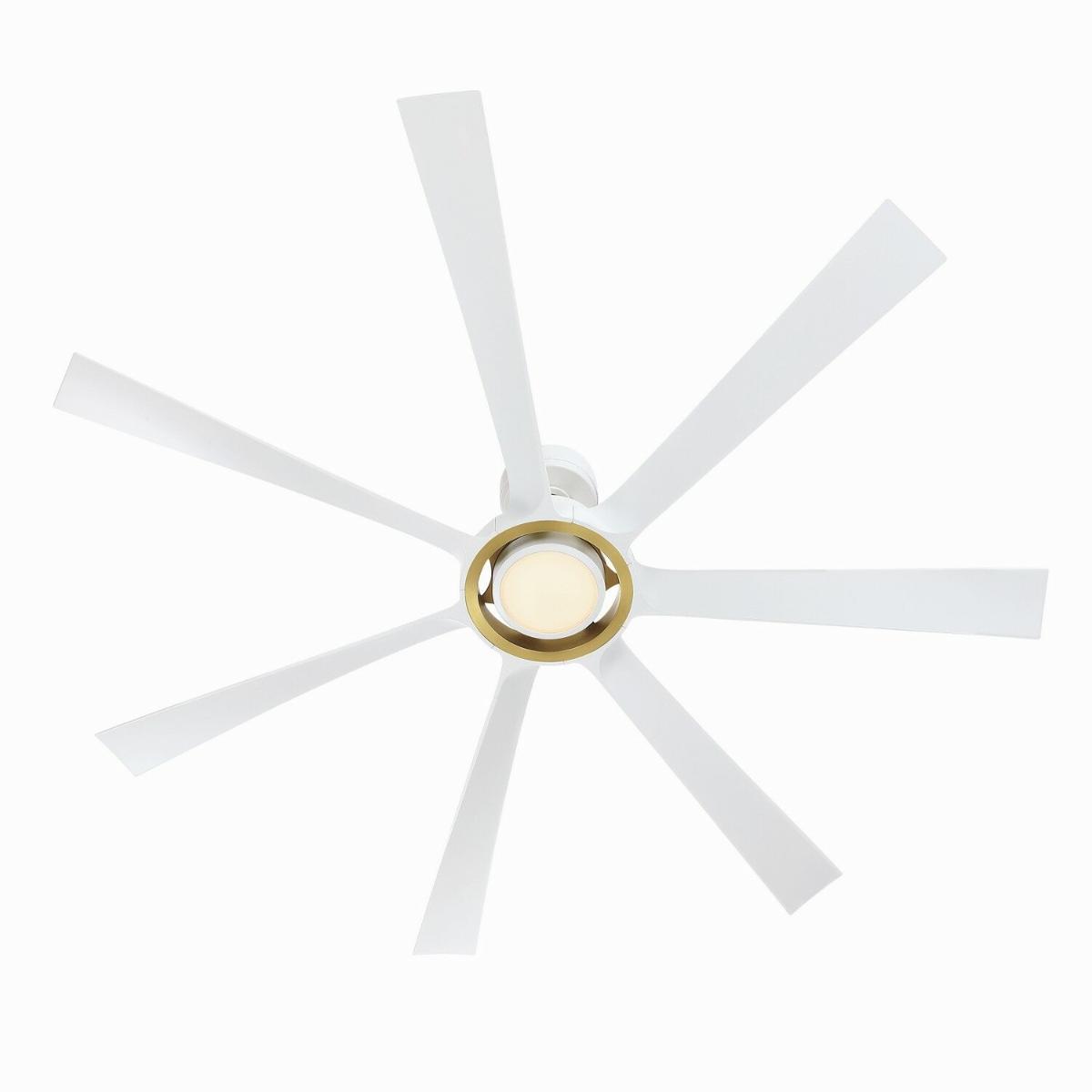 Lenzi 60" White and Brass LED Windmill Ceiling Fan - Bees Lighting