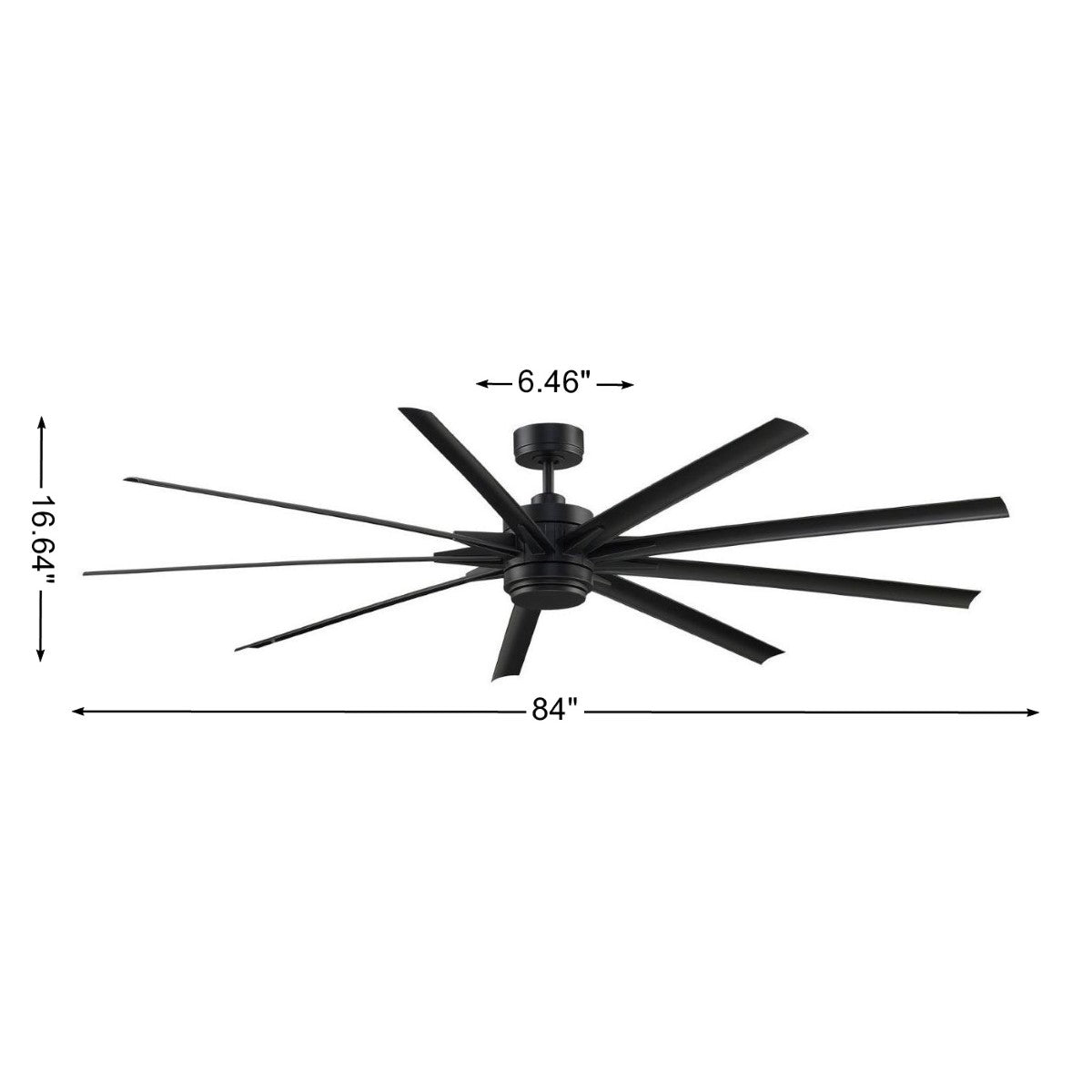 Odyn 84 Inch Black Wet Rated Large LED Ceiling Fan with Remote - Bees Lighting